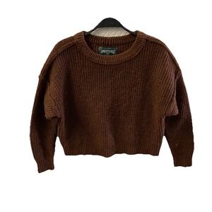 American Eagle Womens Tight Knit Long Sleeve Sweater Cropped Brown Warm Small